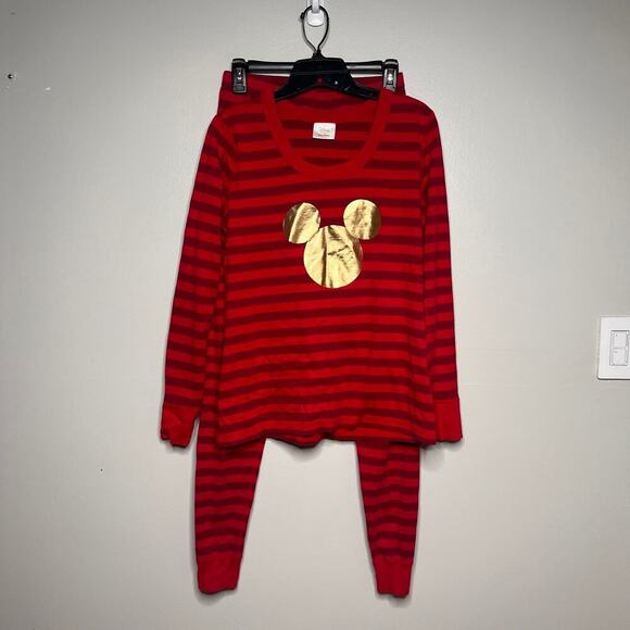 Hannah Andersson Women's Disney Collection Holiday Pajama Set Red Gold Mickey - Picture 10 of 10